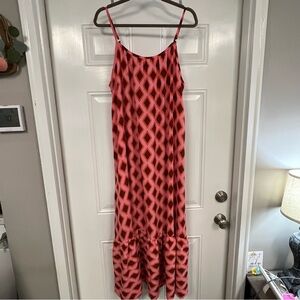 Geometric Pink and Brown Maxi Dress